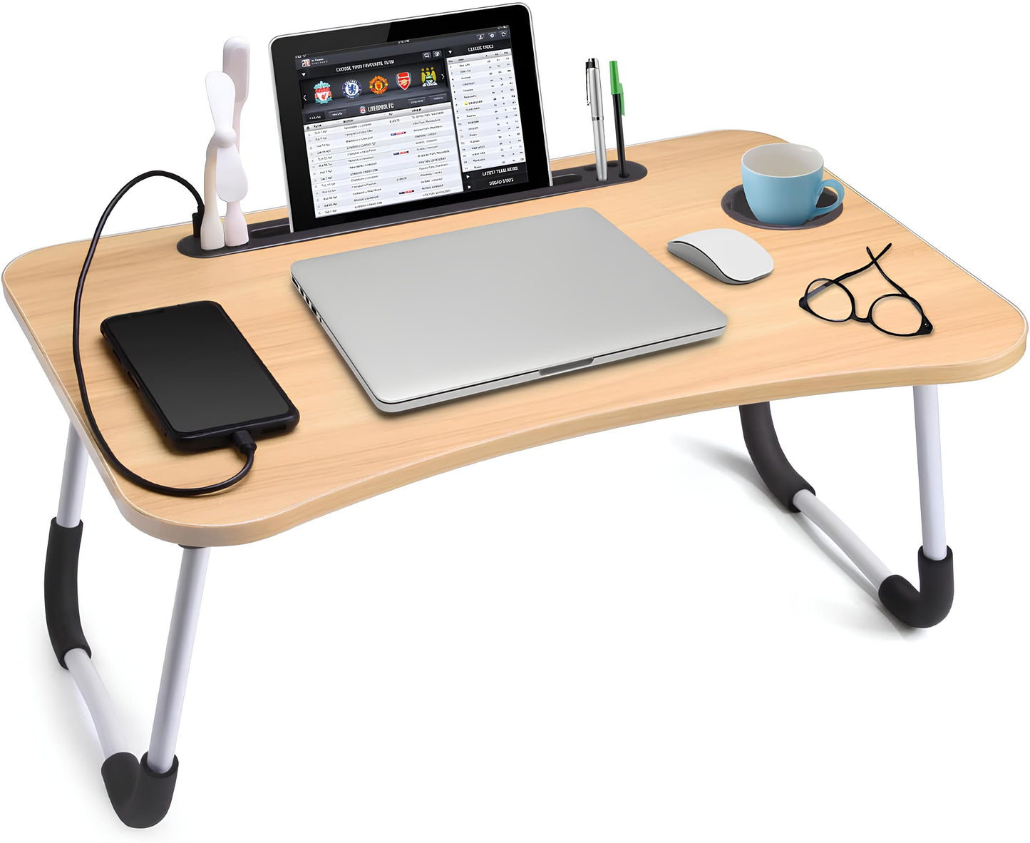 Slendor Foldable Laptop Bed Desk with Cup Holder