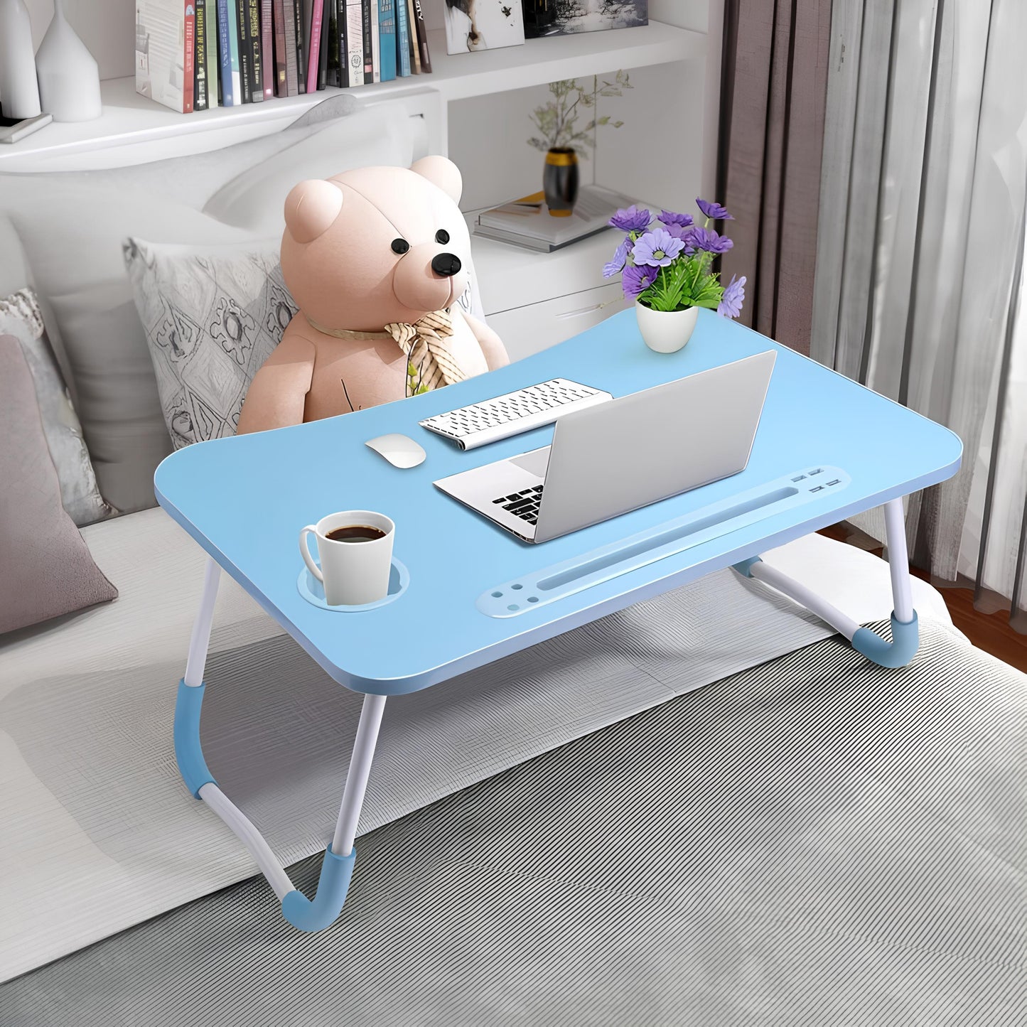 Slendor Foldable Laptop Bed Desk with Cup Holder