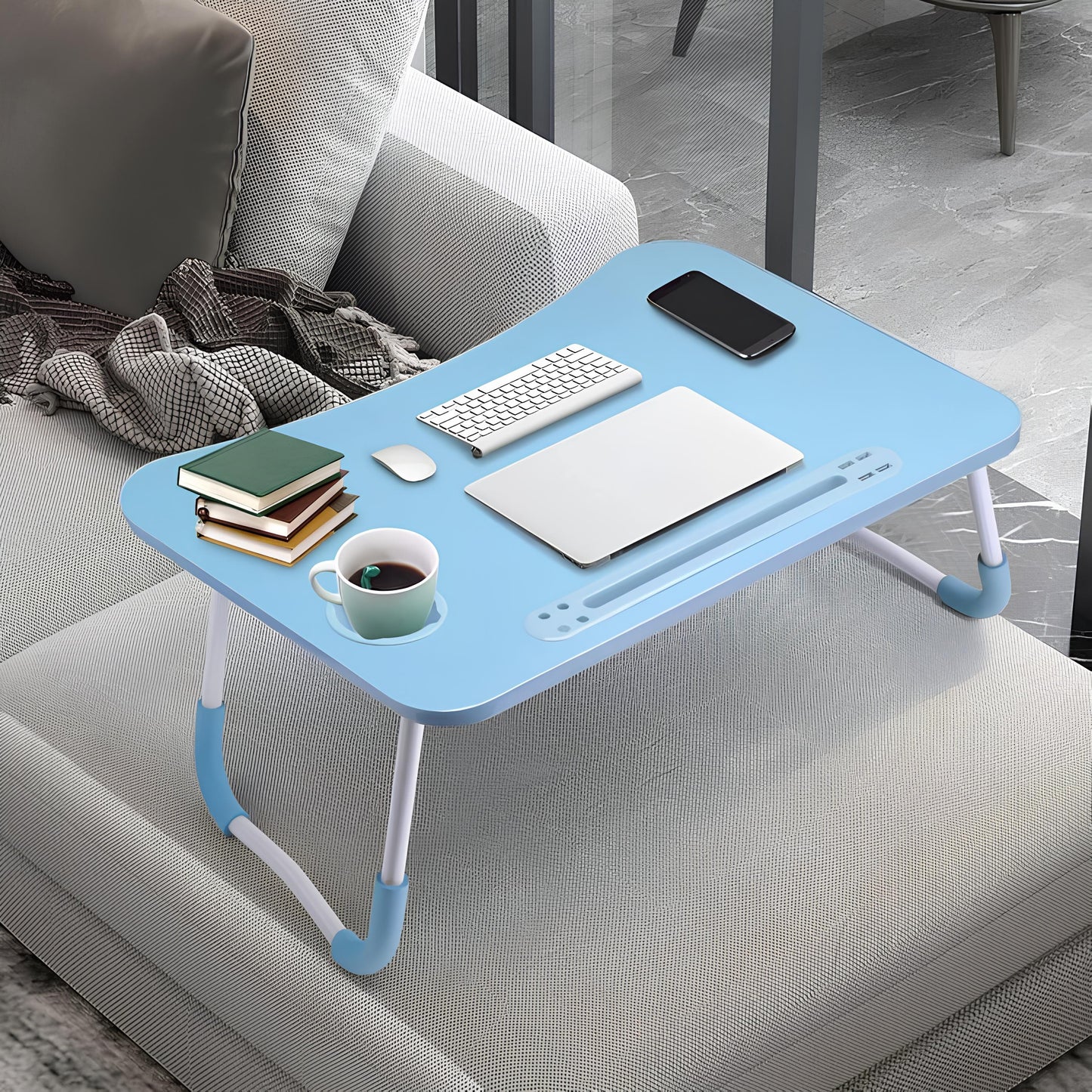 Slendor Foldable Laptop Bed Desk with Cup Holder